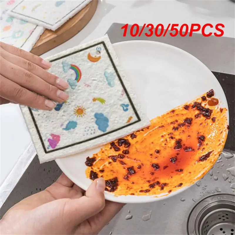 10/30/50PCS Cleaning Cloth Creative Absorbent Wood Pulp Fiber 5g/8g/10g Household Cleaning Tools Wiping Rags Lint-free