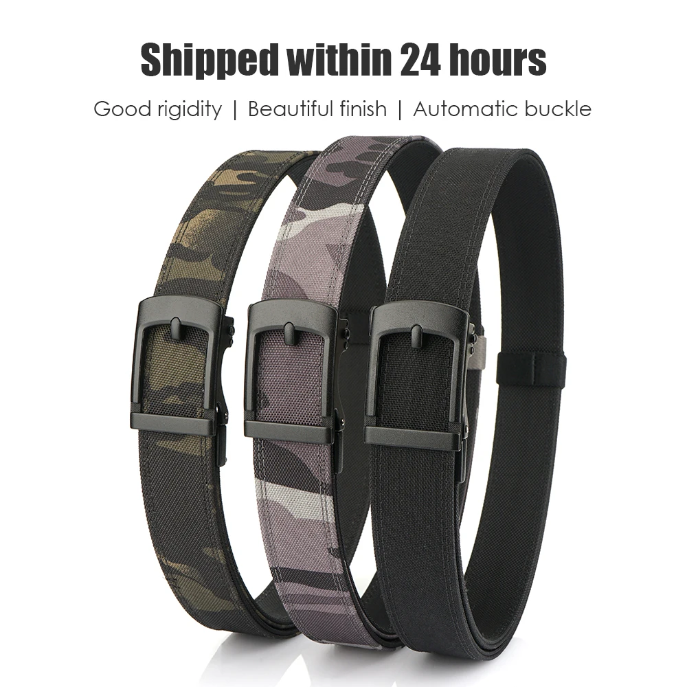 VATLTY Matte Hunting Tactical Belt Metal Automatic Buckle Rigid Trousers Girdle for Men Thick Genuine Nylon Outdoor Work Belt