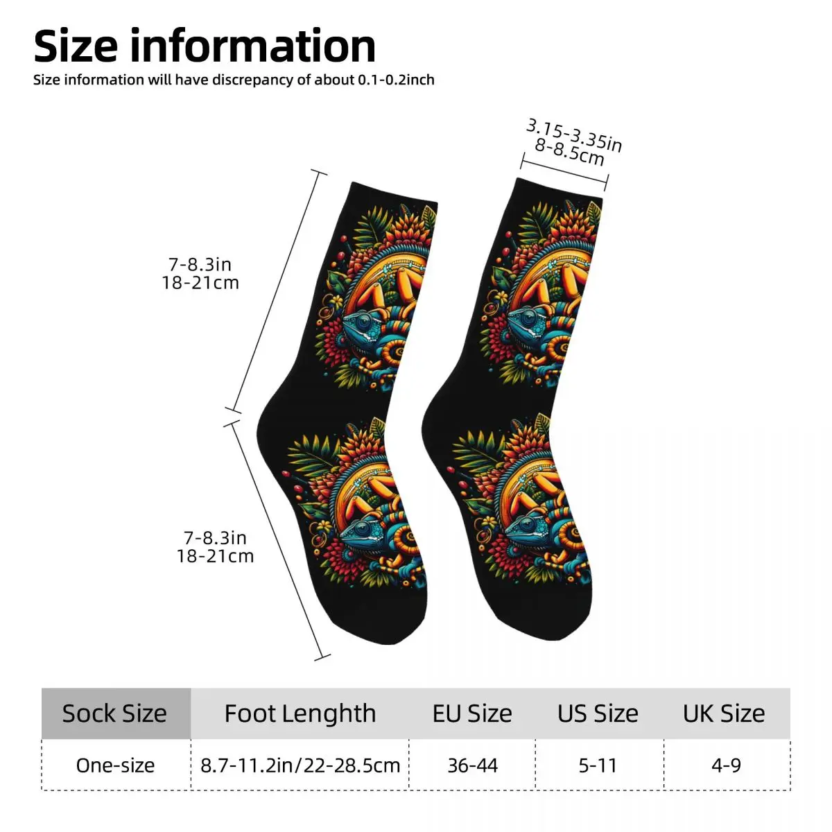 Colorful Chameleon Sock Printed Man Polyester