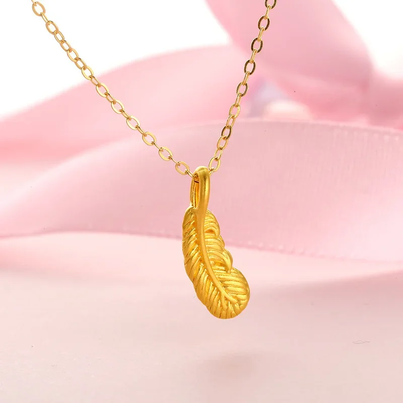 

Fashion Feather Pendant Gold Necklace for Woman, Cupid Wings Clavicle Chain for Sincere Love Presenet Fine Jewelry