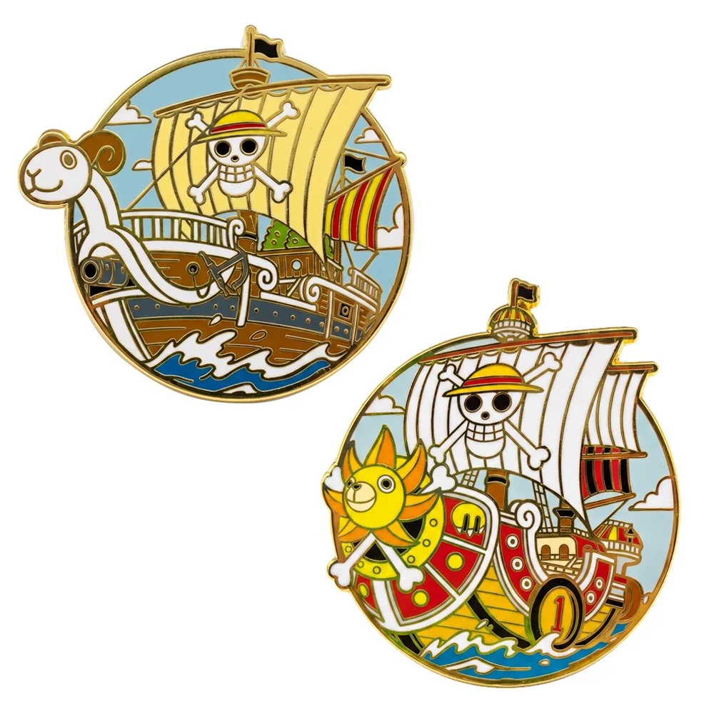 Cartoon One Piece Piratenschiff-Brosche, Anime-Metall-Emaille-Anstecknadeln, Kleidung, Tasche, Revers-Abzeichen, Schmuck, Geschenk für Fans, Freunde, Accessoires