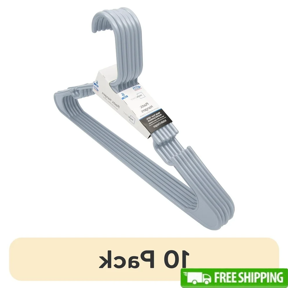 

10-упаковка прочных пластиковых вешалок для взрослых и подростков, мягкие серебряные, не зацепляющиеся, для хранения одежды, идеальное использование для дома и офиса