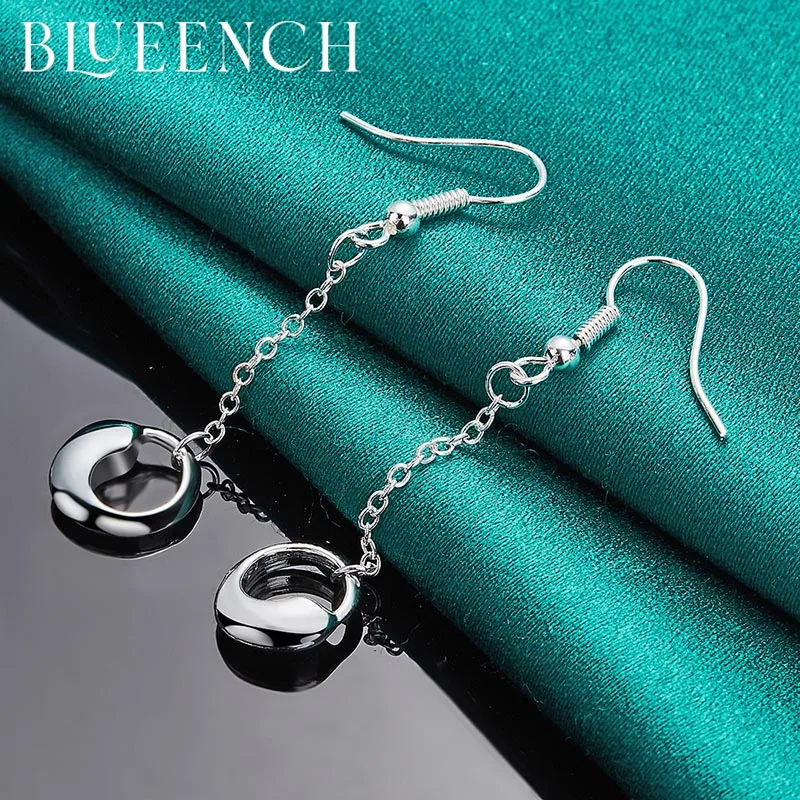 

Blueench 925 Sterling Silver Tassel Hoop Earrings Women's Engagement Wedding Party Fashion Glamour Jewelry