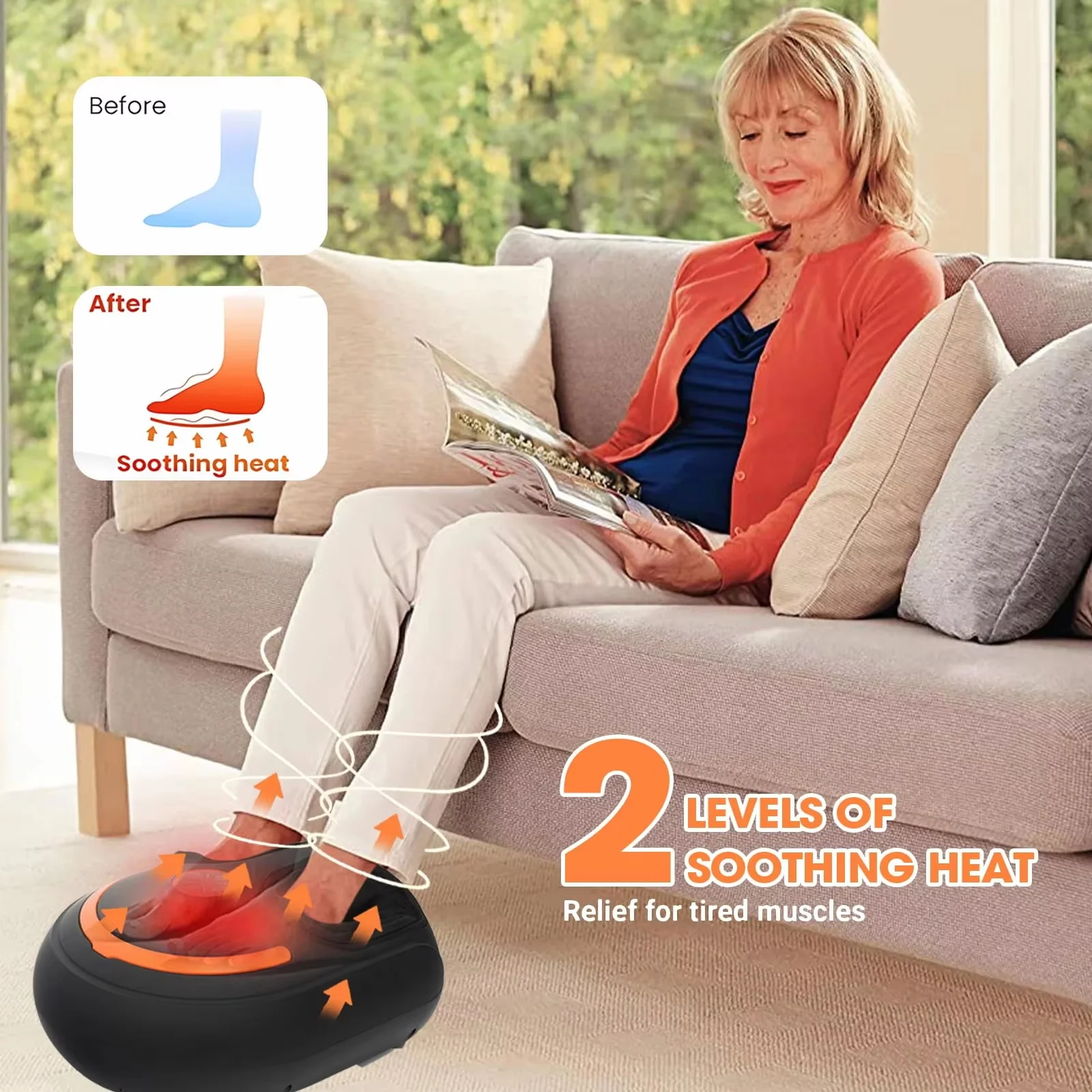 

Electric Foot Massager Machine with Heat Shiatsu Remote Control Kneading Roller Airbag Warm Compress Relaxation Home Office Gift