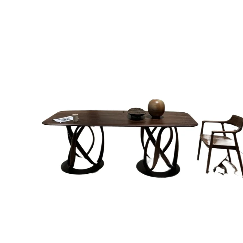 

New Chinese North American black walnut special-shaped large board tea table Song style aesthetic Zen tea table