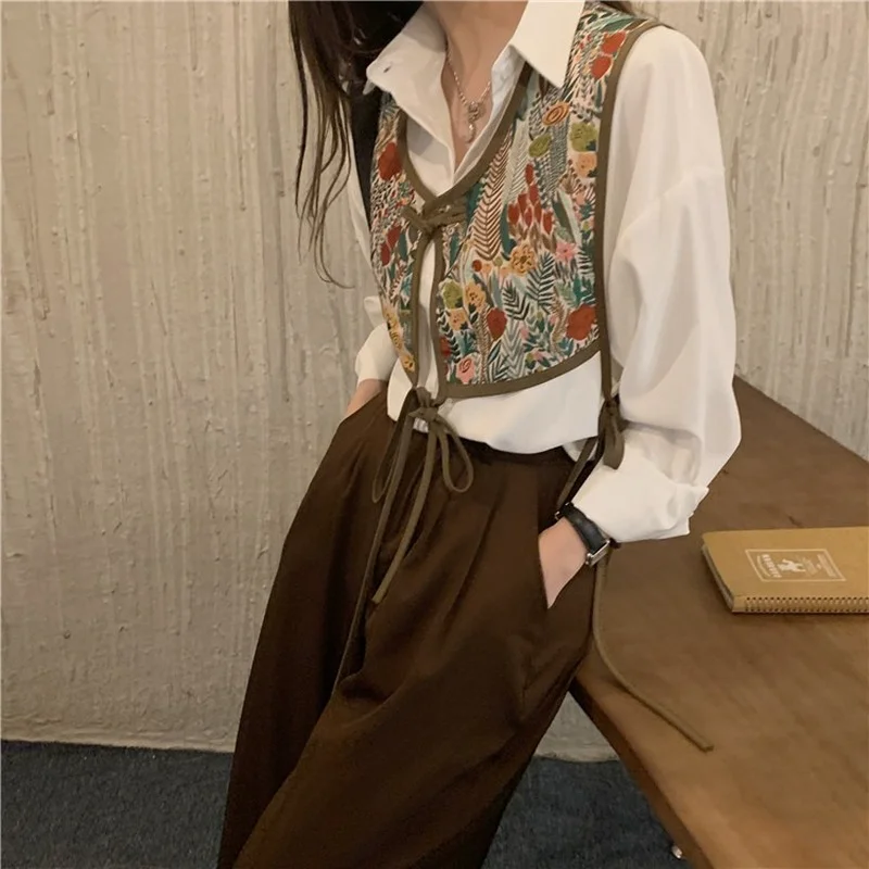 Cropped Vests Women Vintage Chic Korean Style Minority Streetwear Casual Sleeveless Clothes Loose Personality Retro New Outwear