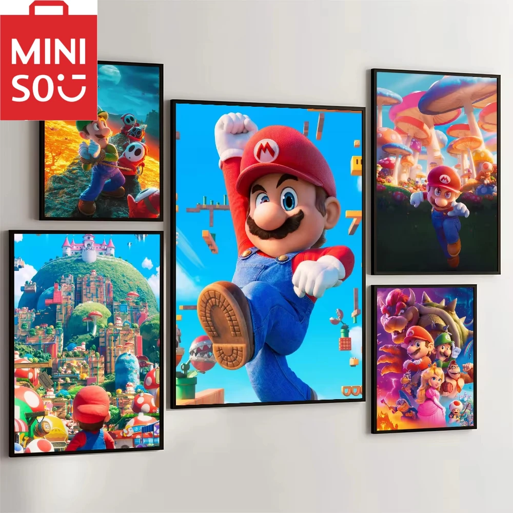 

MINISO картина маслом 1 шт. DIY Супер Марио, комнатный бар, декор кафе, подарок, безрамный, цифровой холст, цифровой рисунок, подарки