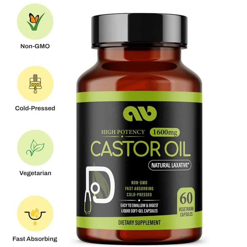 

Castor oil 1600mg | Non GMO | Vegetarian , Cold pressed - High efficacy (60 capsules)