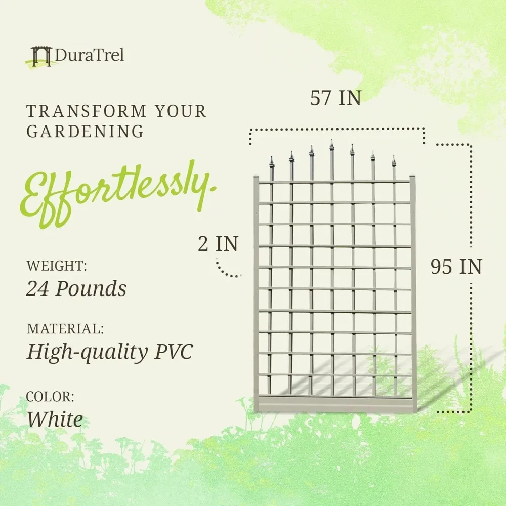 Treliça externa do pátio do jardim do vinil do PVC de 57 x 95 polegadas, com parafusos da montagem na parede, branco