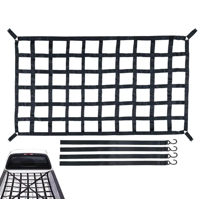 

Truck Bed Cargo Net 4 X 4 Cargo Net For Pickup Truck Bed Cargo Net Stretches To 12 X 18For Truck Bed Pickup Bed Trailer Trunk