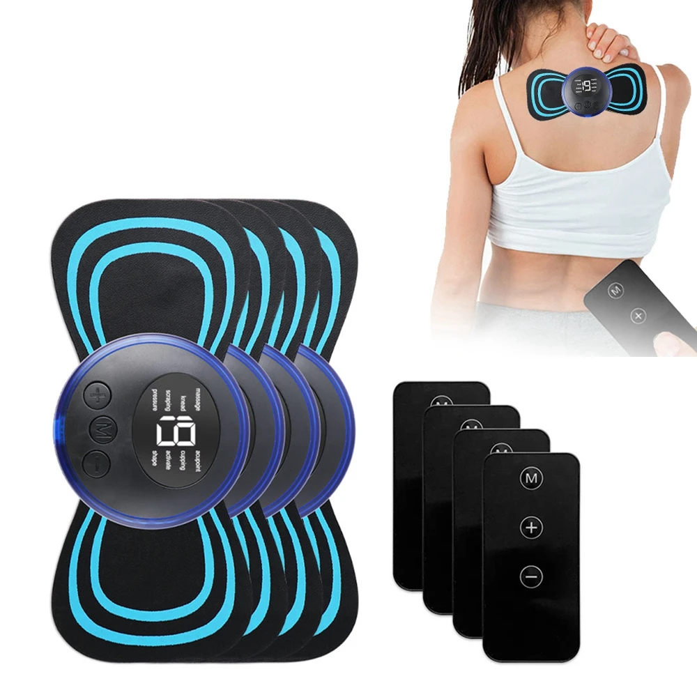 

4P Mini Electric Pulse Neck Massager Portable Back Neck Decompression Muscle Relaxation Machine Shoulder Muscle Pain Relief Tool