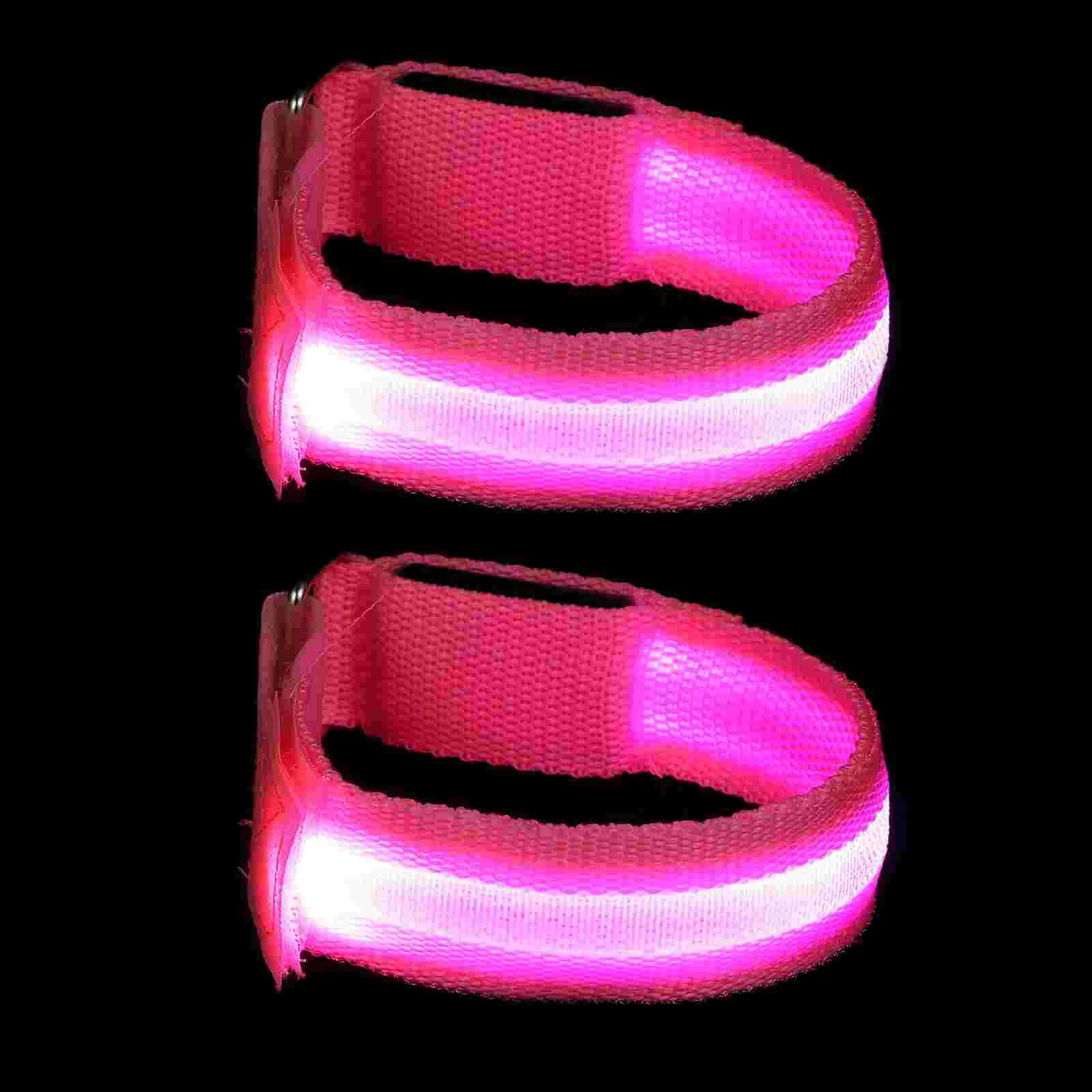 2 Pcs LED Running Reflective Straps Night Cycling Safety Wristbands Adjustable Glow Arm Bands for Outdoor Sports