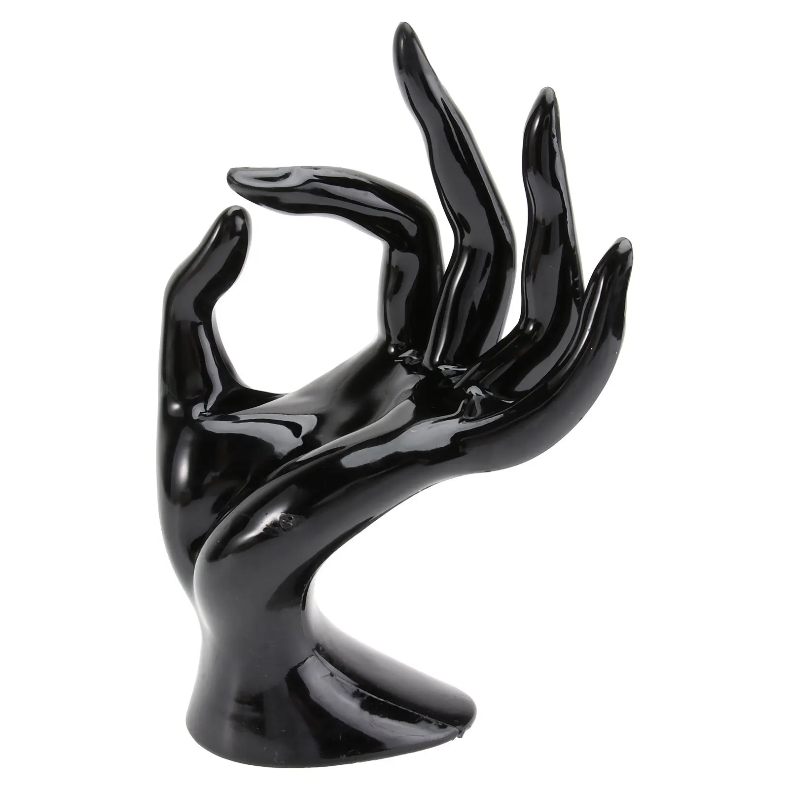 البلاستيك اليد مجوهرات عرض الرف 8X17 سنتيمتر الأسود الإبداعية شكل اليد تصميم لخاتم سوار المنظم مجوهرات عرض موقف #1