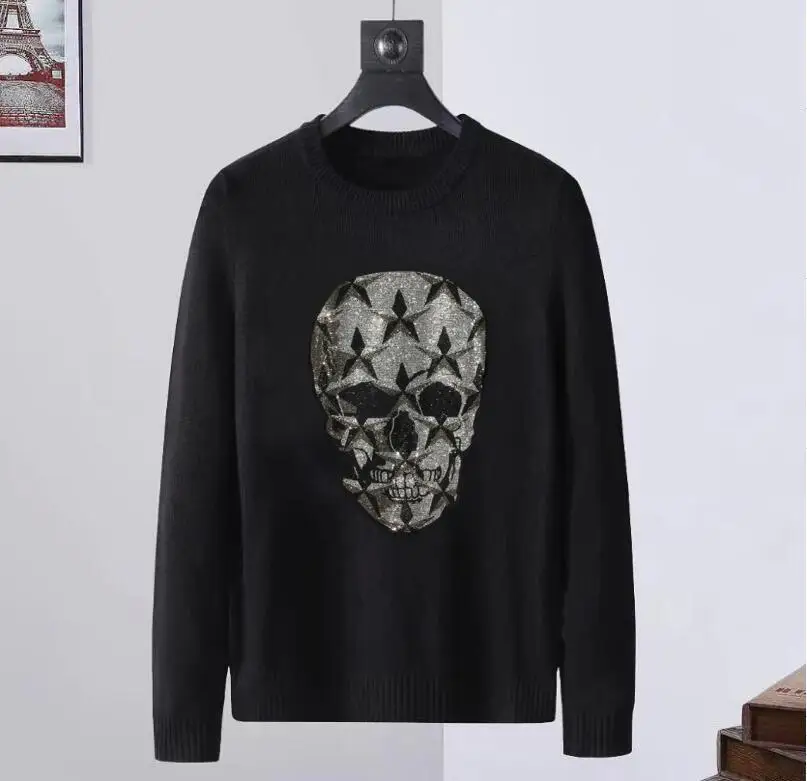 

2023 Pullover sweater Men Cartoon Fashion Pullovers Crewneck Rhinestones Clothes winter top Male