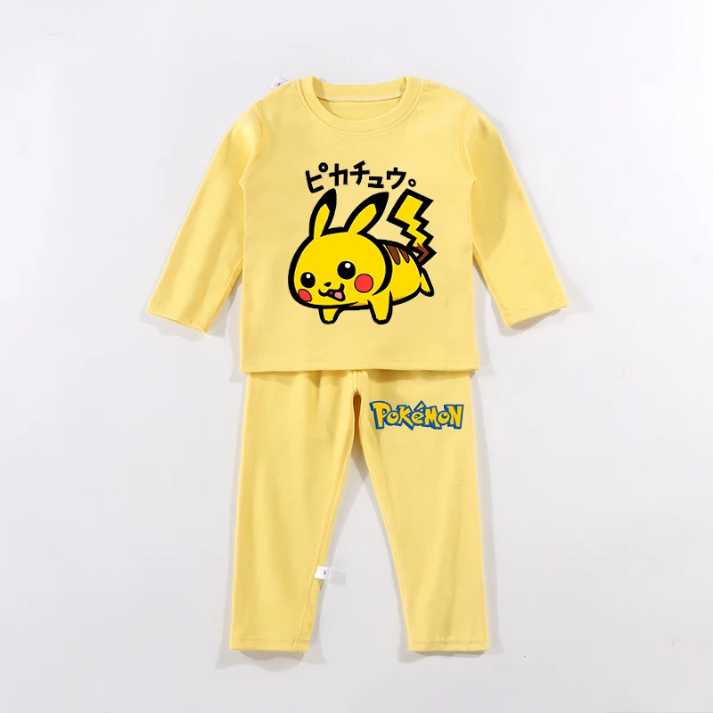 2 STUKS Pokemon Kids Pyjama Set Anime Gedrukt Gengar Pikachu Herfst Winter Warm Shirt Tops Jongens Meisjes Kinderkleding Nachthemd