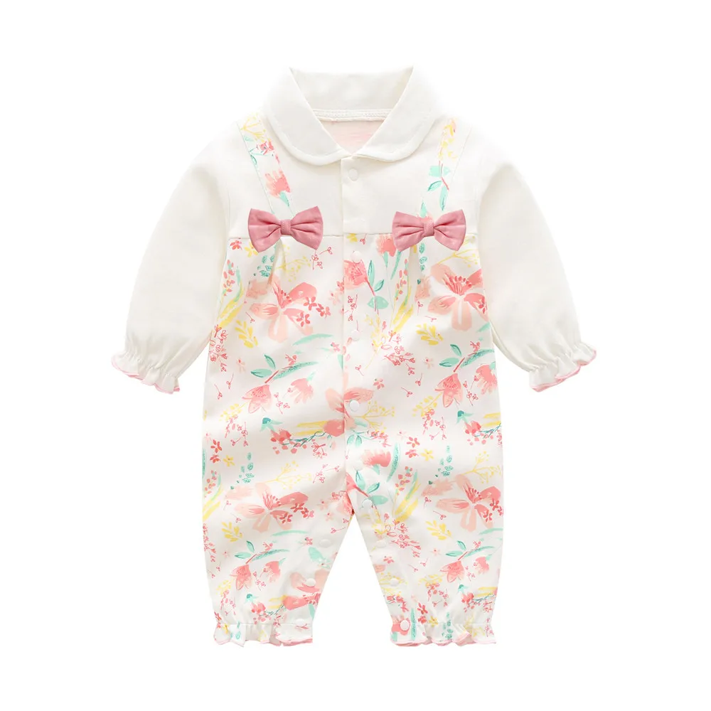 3-12M Newborn baby clothes spring autumn print girl clothing long sleeve soft cotton baby rompers underwear babies sleepwear