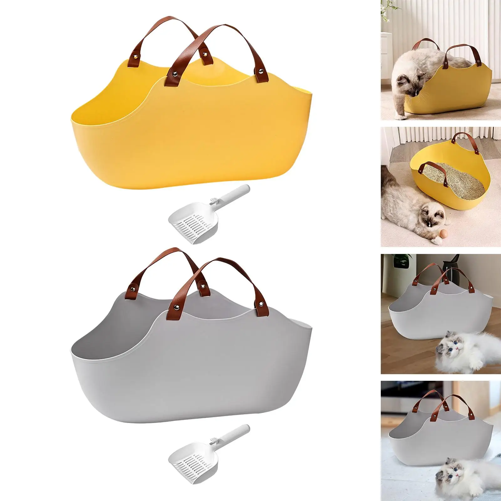 

Контейнер для кошачьего туалета Kitty Litter Pan Высокосторонняя кошачья песочница с открытым верхом Лоток для домашних туалетов Глубокий туалет для всех видов кошачьего туалета