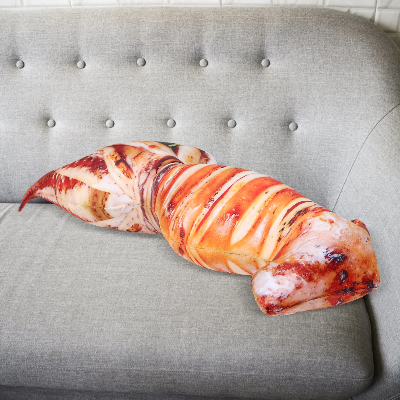 

Grilled Cuttlefish Shaped Pillow Realistic Food Design Comfortable Hugging Cushion for Bedroom Living Room Travel Office Decor