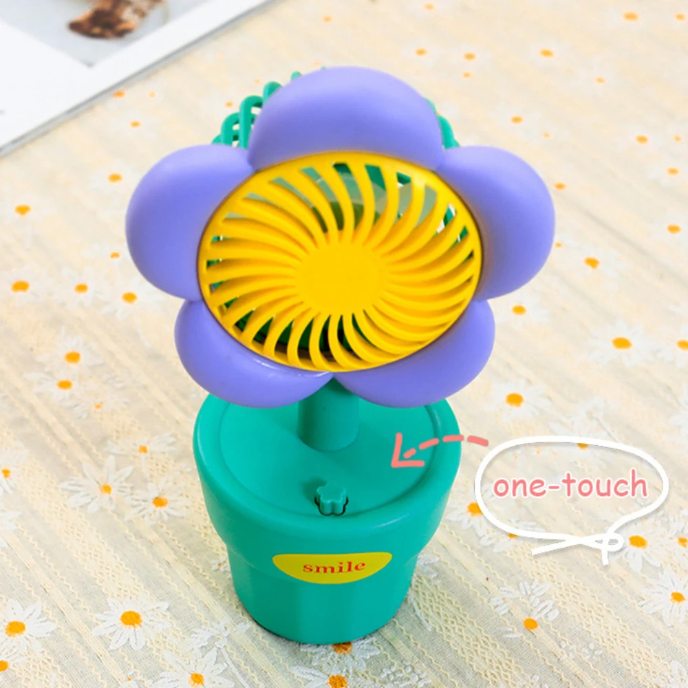 Mini ventilatore da scrivania a fiori, ventilatore più fresco estivo, ventilatore ricaricabile USB portatile, ornamenti da tavolo giocattolo carino per bambini studenti, regalo