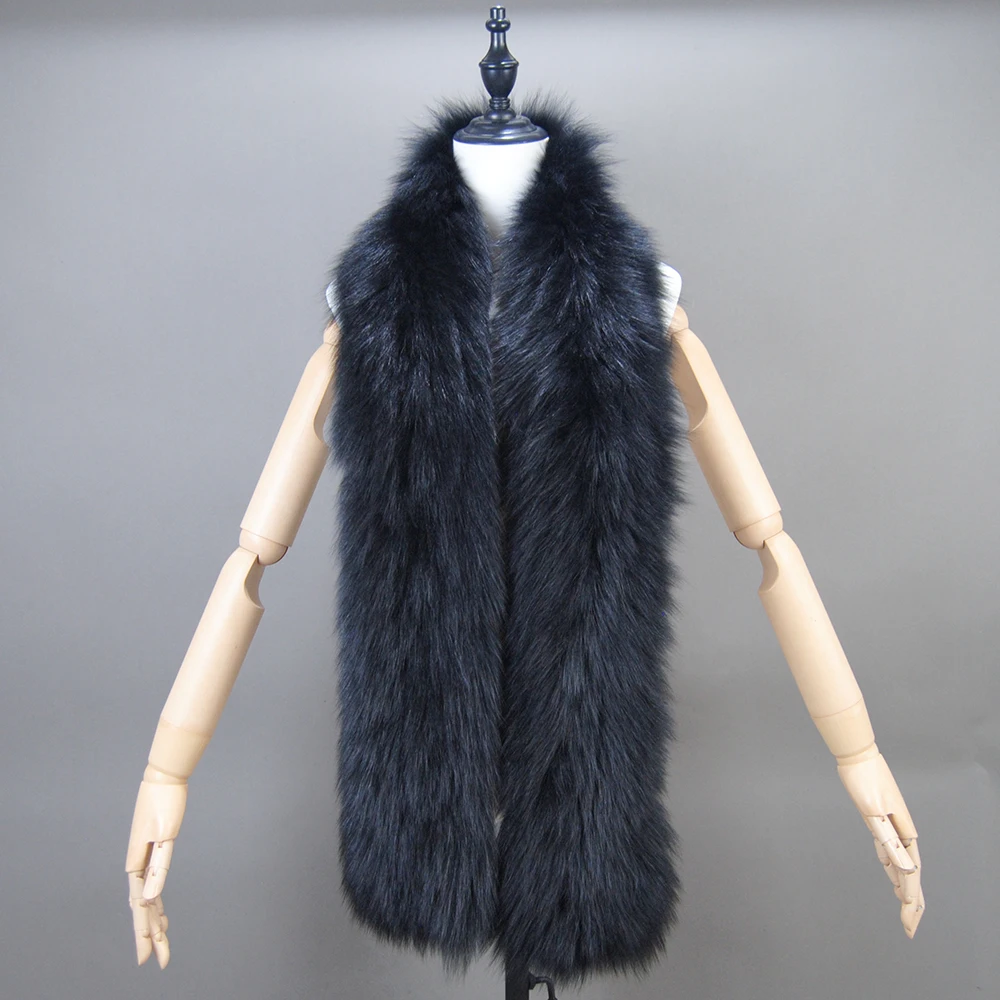 Women’s Scarf Soft Knitted Lady Long Style Real Fox Fur Shawl Wrap Natural Fox Fur Ring Scarves Winter Warm Real Fox Fur Scarf