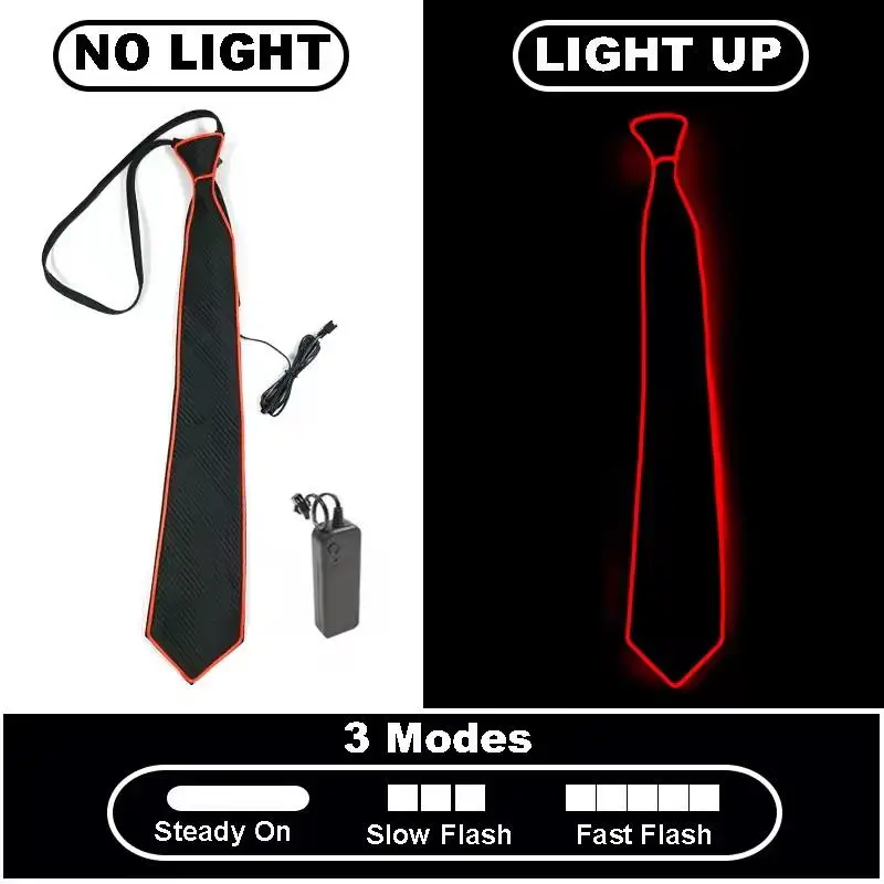 LED Light Up Neckties Luminous Colored Ties Adjustable Flashing LED Light Up Tie For Bar Party Stage Show Festival Funny Gift