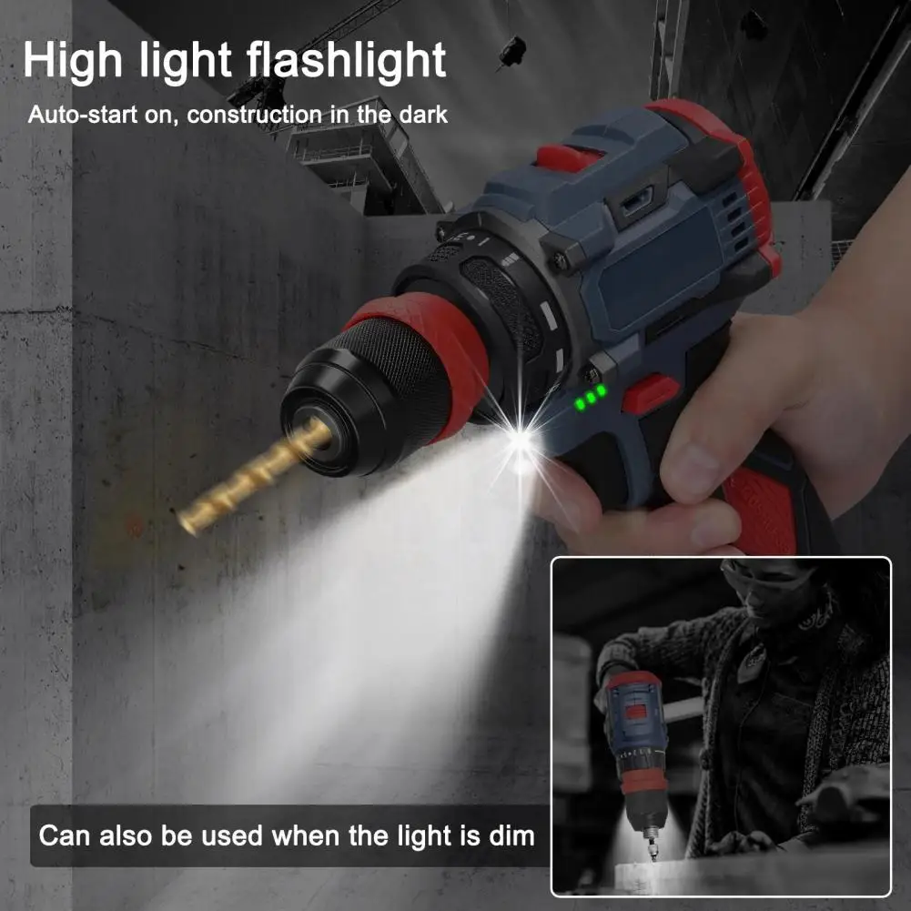 Cordless Power Drill 16.8v Cordless Drill Driver Maximum 45nm Torque Power Tool Ergonomic Handheld Electric Drill for Wood Metal