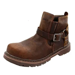 Chaussures à plateforme en cuir véritable pour hommes, bottes de rinçage, baskets pour hommes, chaussures de créateur de luxe, botte de travail