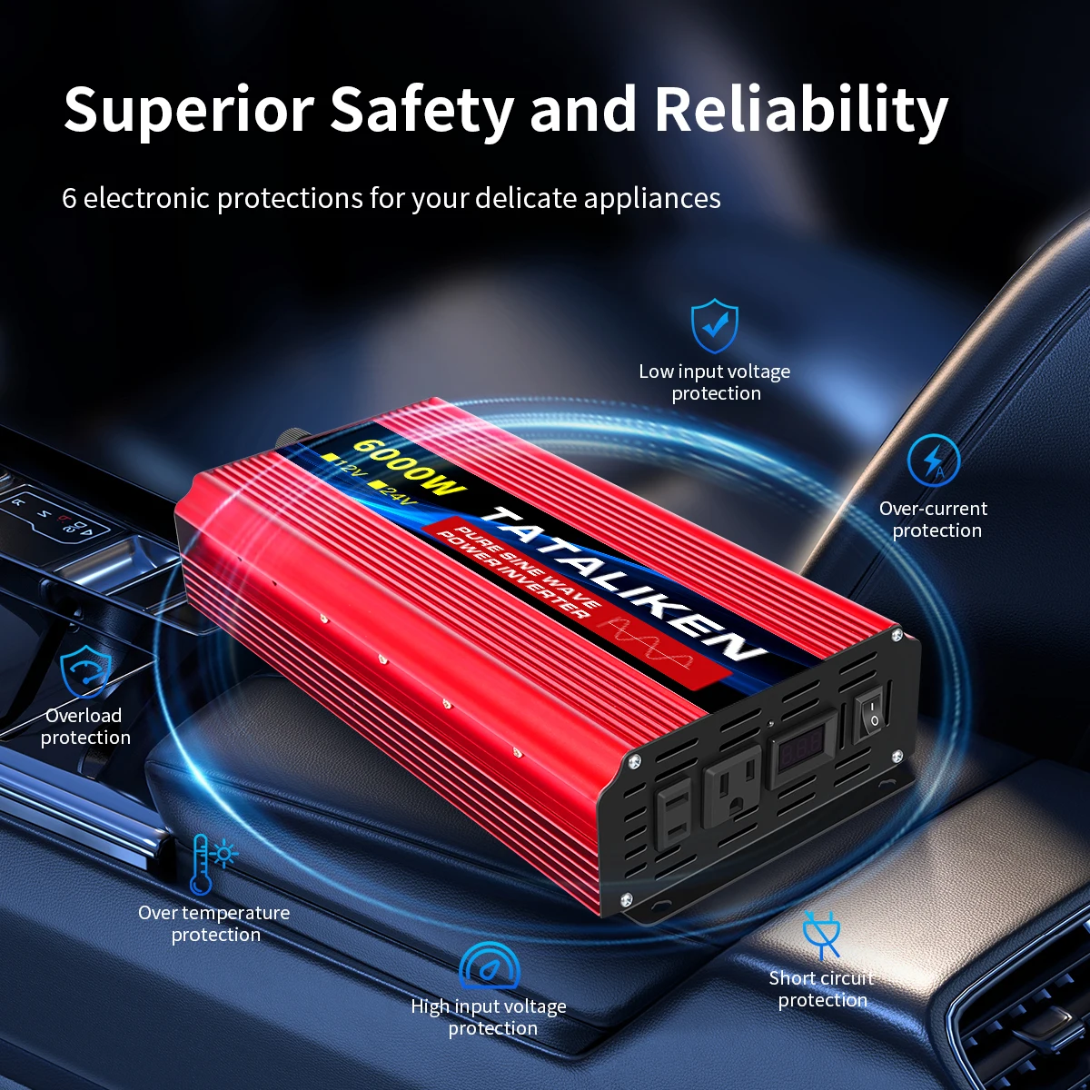 نقية شرط لموجة العاكس 3500 واط/4000 واط/4500 واط/5000 واط العاكس 12 فولت محول 60 هرتز المحمولة سيارة التخييم المتاحة مقبس الولايات المتحدة