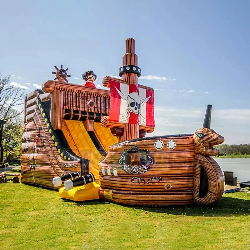 Hot Sale Inflatable Pirate Ship Water Slides With Water Pool Commercial Slide for Kids