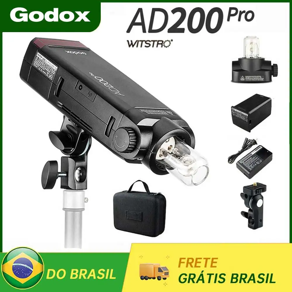 【Do Brasil】Godox AD200Pro AD200 Pro Flash de Estúdio Portátil TTL 1/8000 HSS com Sistema X Sem Fio 2.4G Integrado Pocket Speedlite L