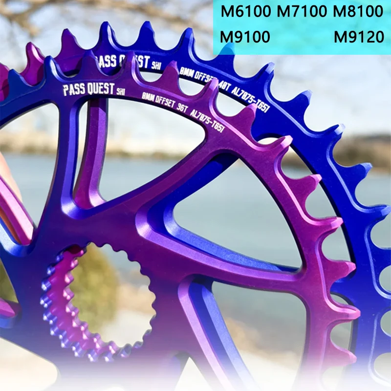 

PASS QUEST Bicycle ChainringDirect Mount Crank - Colorful Round 0mm Offset Narrow Wide Chainring for M6100/M7100/M8100/M9100