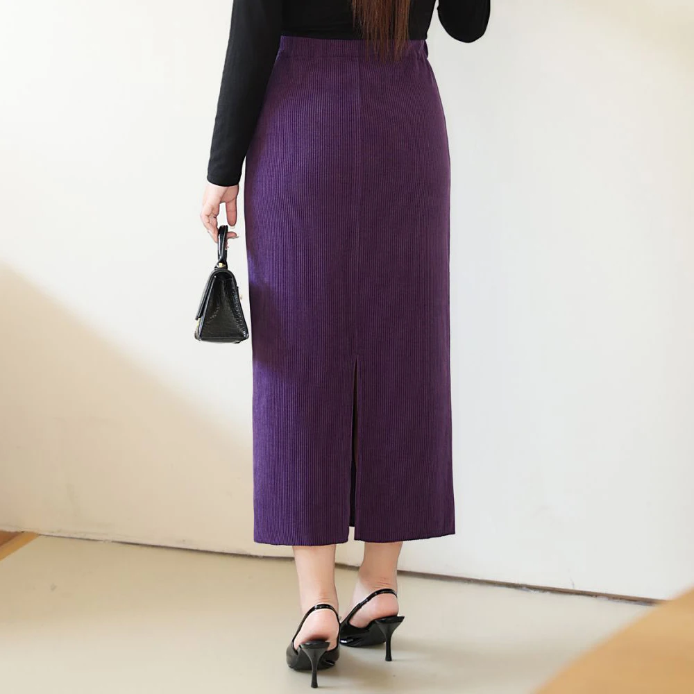 Corduroy High Waist Slim Straight Skirt Women Plus Size Autumn Winter Good Quality Commuter Back Slit Skirt 9085