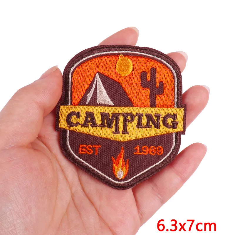 Mountain Camping Adventure haftowana naszywka DIY naprasowanki na naszywki na odzież naszywki termoprzylepne naszywka na zewnątrz na plecak