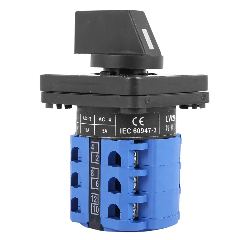 

ABSE-6X 3 Positions On-Off-On Changeover Control Rotary Cam Switch 20A