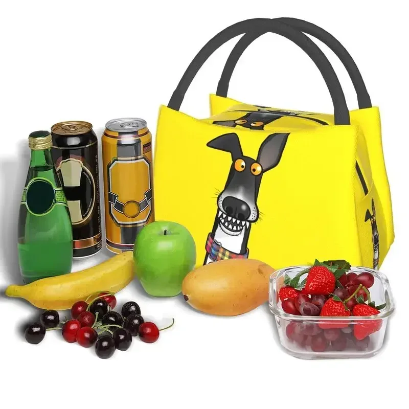 Teefs Humour Sighthound Insulated Lunch Bags for Outdoor Picnic Cartoon Italian Greyhound Whippet Dog Cooler Thermal Bento Box