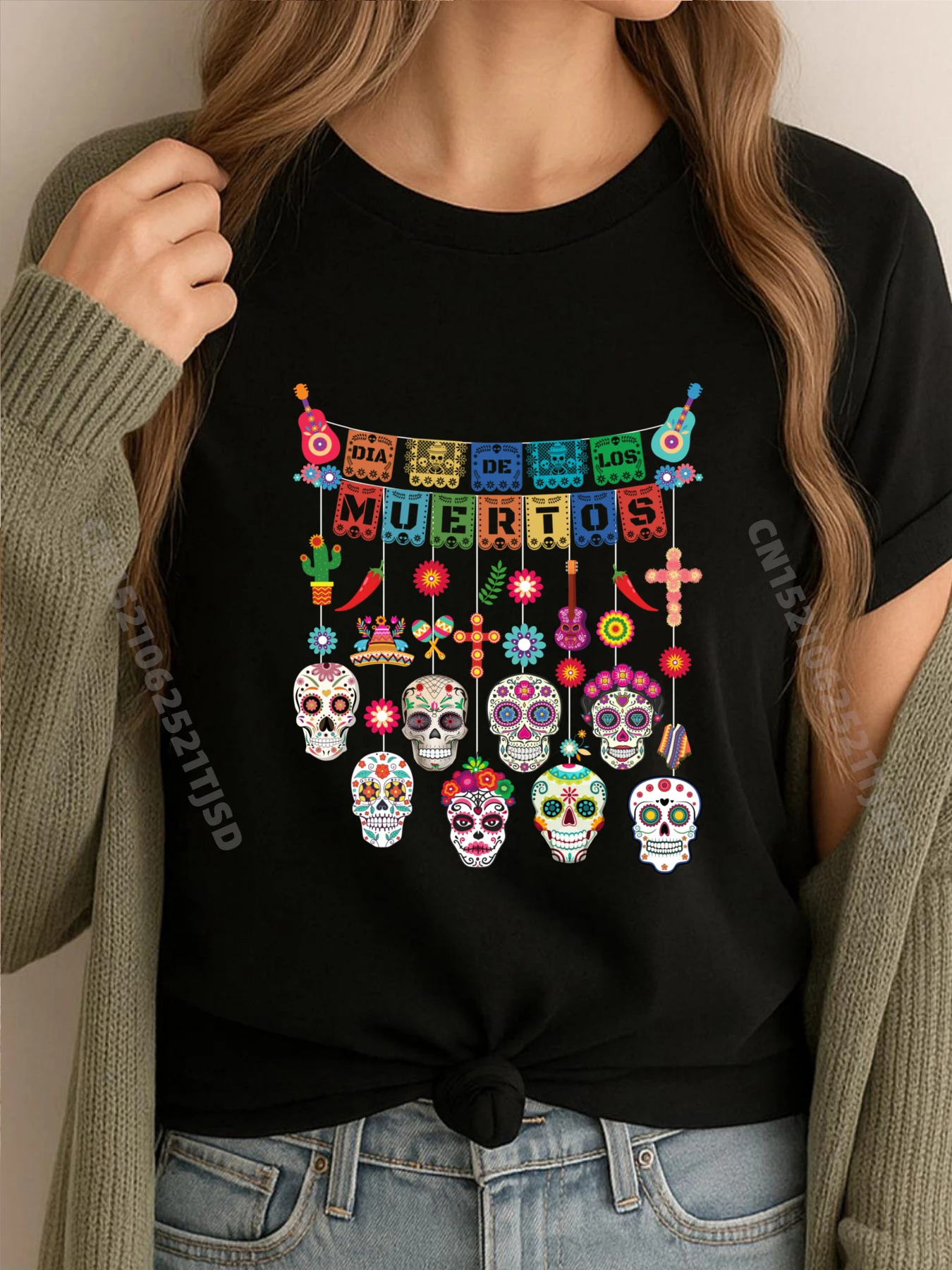 

Dia De Los Muertos Funny Day of the dead Hanging skulls 3XL Woman Clothing Gifts For Woman