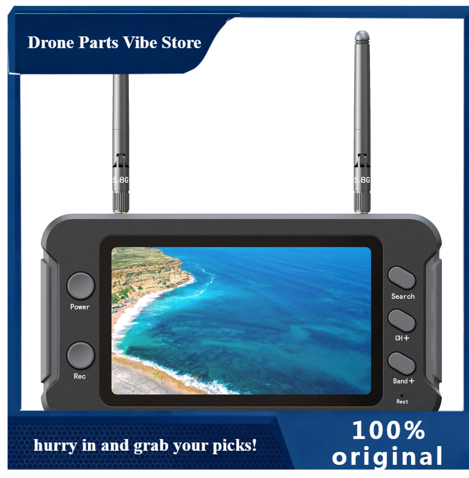 

Монитор FPV Fy5.8G с DVR, 40 каналов, 4,3-дюймовый ЖК-дисплей 16:9, NTSC/PAL, автоматический поиск, запись видео для радиоуправляемых FPV дронов и квадрокоптеров