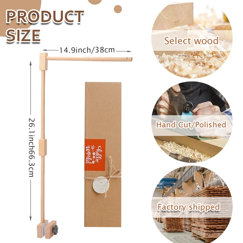 Soporte de campana de cama cuadrada de madera, soporte de campana de cama de 0 a 12 meses, móvil de madera, campana de cama de ganchillo para recién nacido, juguetes colgantes, sonajero para bebé
