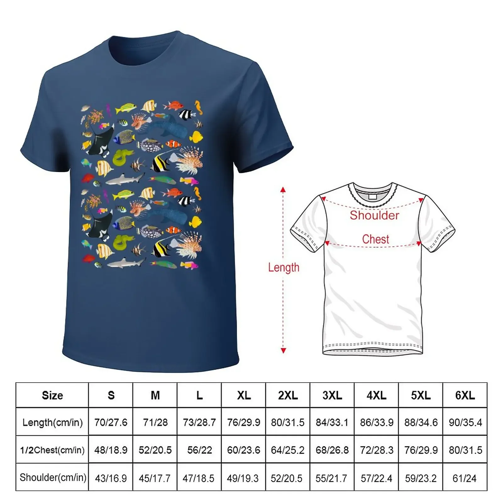 Tropical Reef Fishes (Dark) T-Shirt korean fashion shirts graphic tees Blouse mens graphic t-shirts hip hop