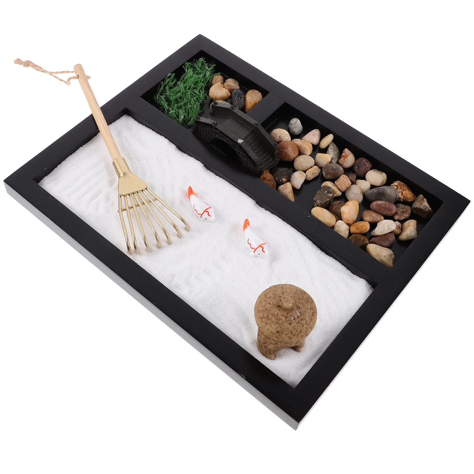 Simulação oceano cena zen jardim desktop areia decoração em miniatura paisagem meditação sandbox para mesa de escritório decorativo de madeira