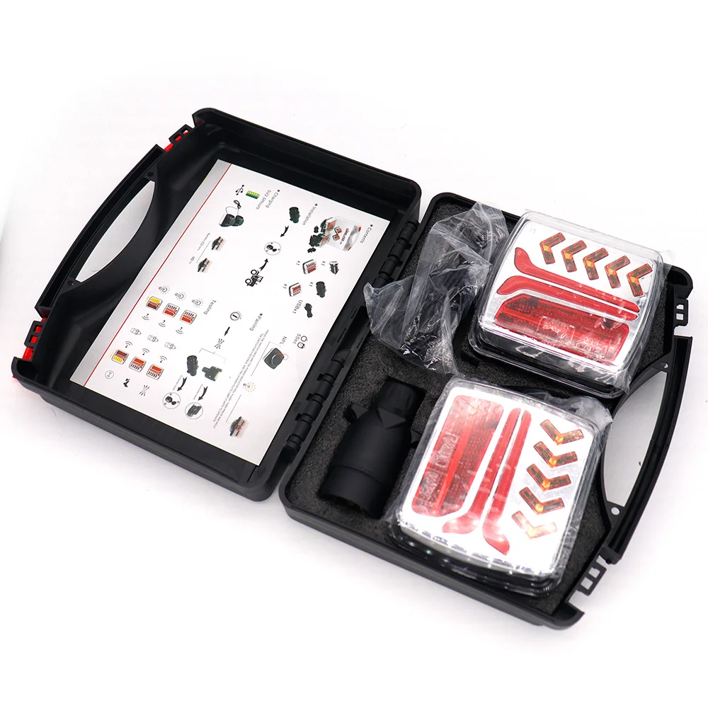 

Комплект беспроводного заднего фонаря для прицепа, 7-контактная вилка, 12 В, светодиодная задняя сигнальная лампа с магнитным креплением для автофургона, кемпера, грузовика, каравана, буксировки