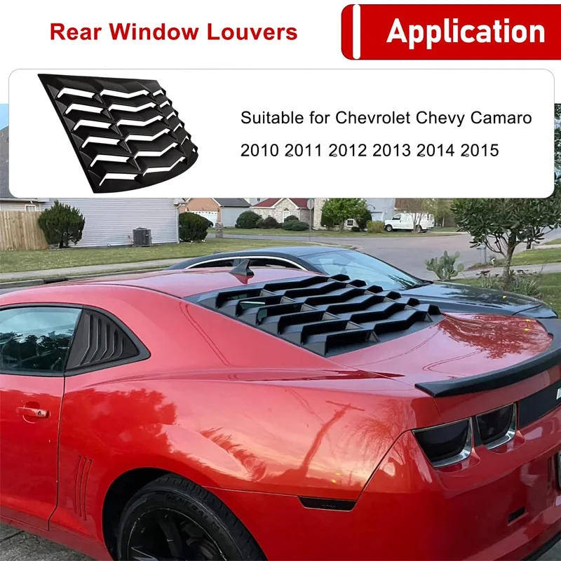 Rear Window Louvers for Chevrolet Chevy Camaro 2010 - 2015 ABS Windshield Sun Shade Cover Lambo Style Matte Black