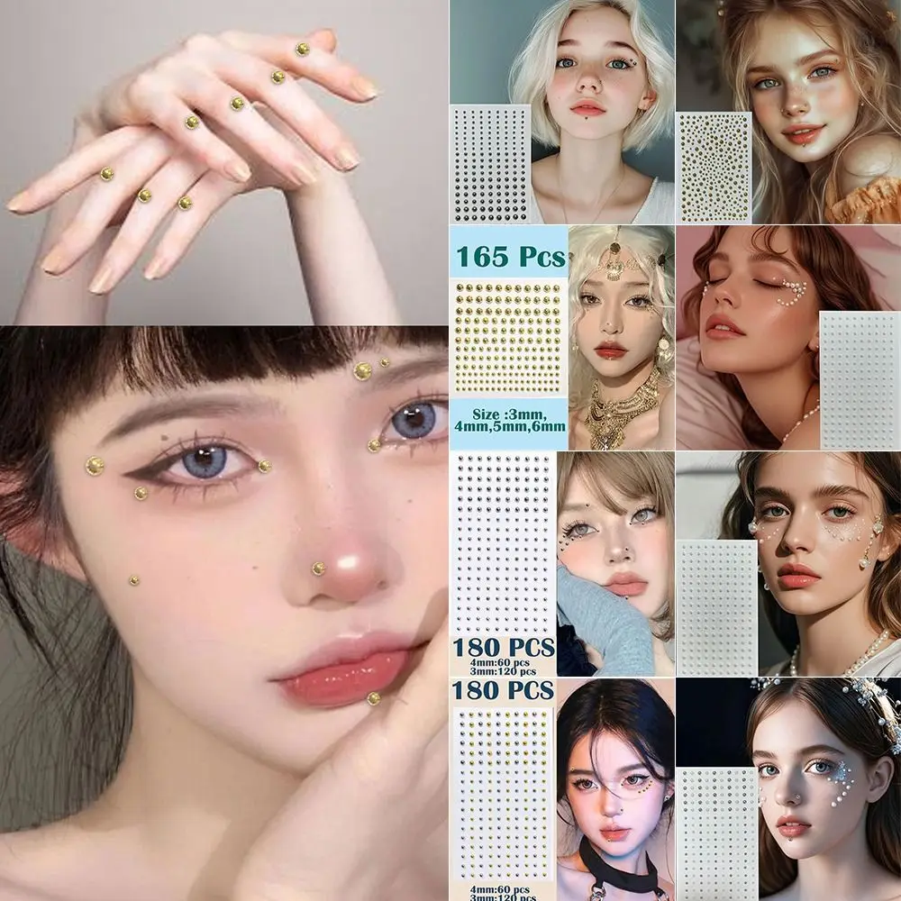 New Reusable Non Piercing Lip Nails Sticker Acrylic Diamond 5D Colorful Fake Lip Ring Rhinestones 3D Face Sticker Festival Nail