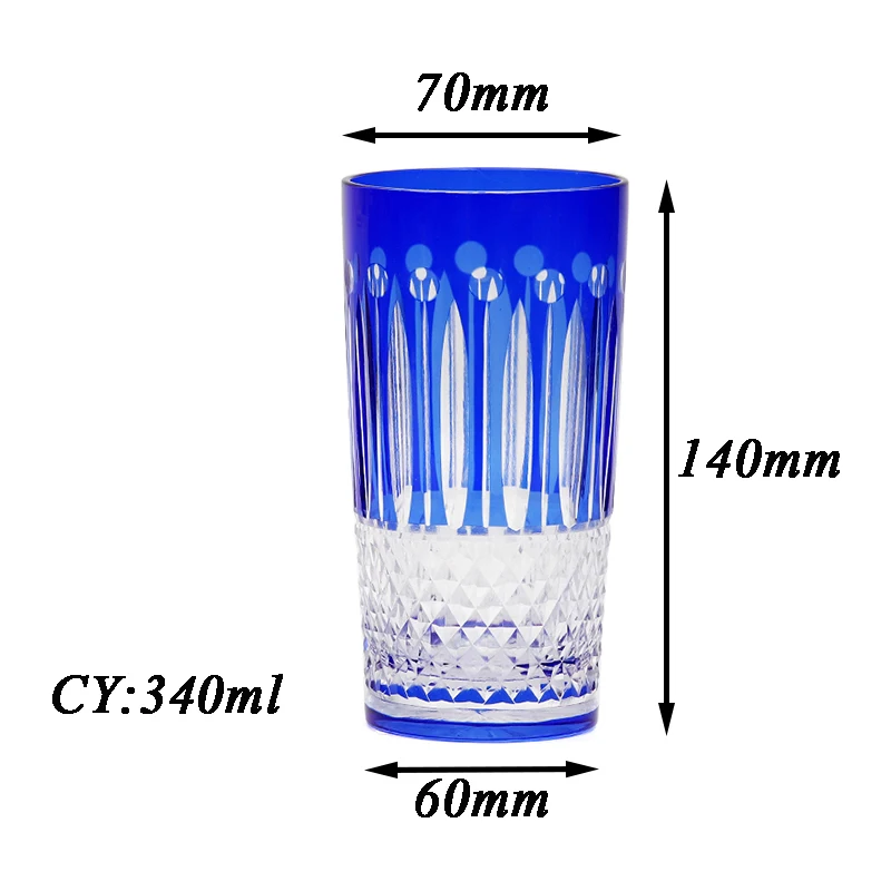 Edo Kiriko Blue Wine Drinking Glass Cup Lead-free Crystal Glass Blue Hand-blown Hand-carved Glasses Best Gift For Wedding