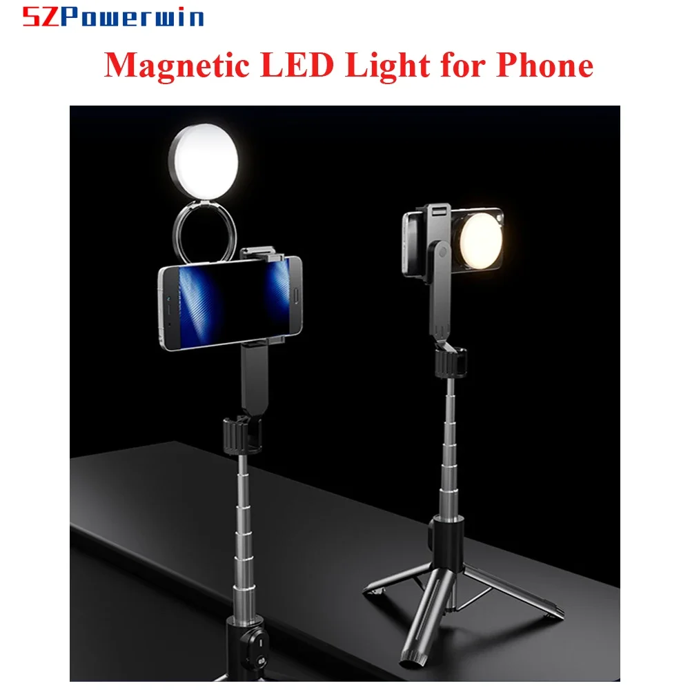 Powerwin 7V 1200mAh voor Magsafe Magnetische LED Licht Fotografie Camera Platte Pocket Vlog Live Stream Lamp voor smartphone Stand