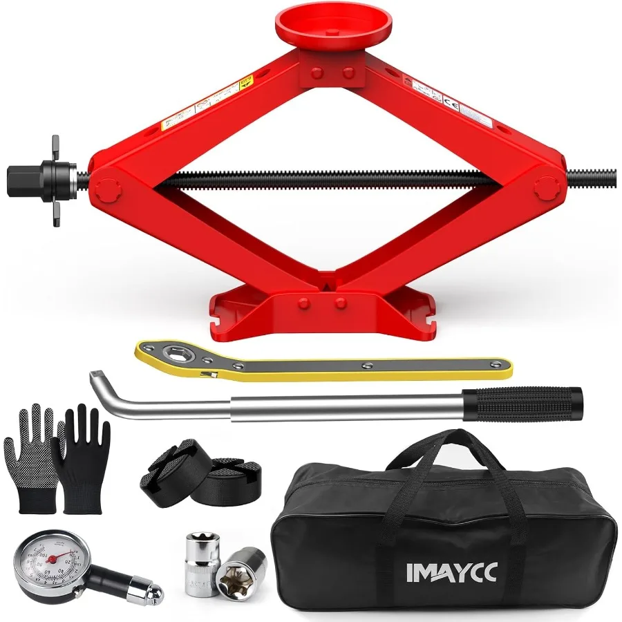 

Portable Scissor Jack for Car SUV MPV 2.5 Ton 5512 lbs Tire Changing Kit with Lug Wrench Compact Auto Jack Tool for Emergency V