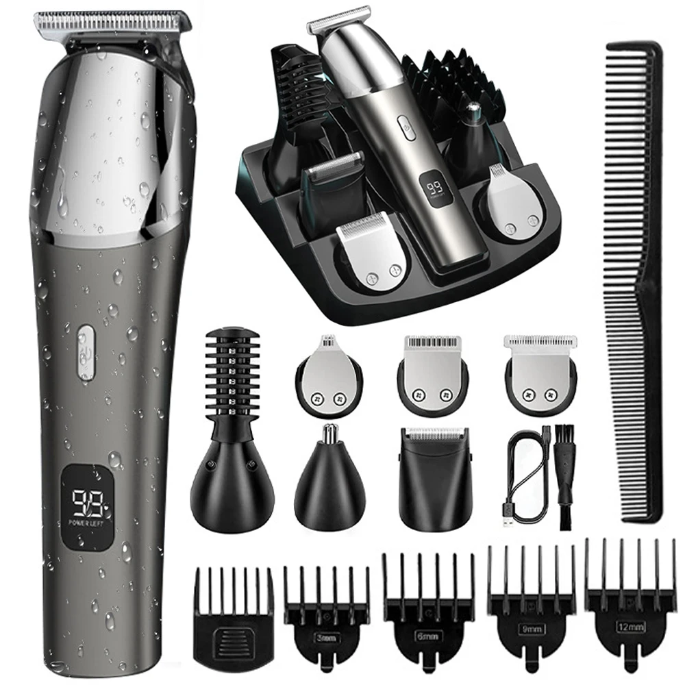 

6 in1 All in One Beard Trimer Hair Clipper for Men Body Nose Trimmer Men Groin Grooming Kit Electric Shaver Facial Hair Removal