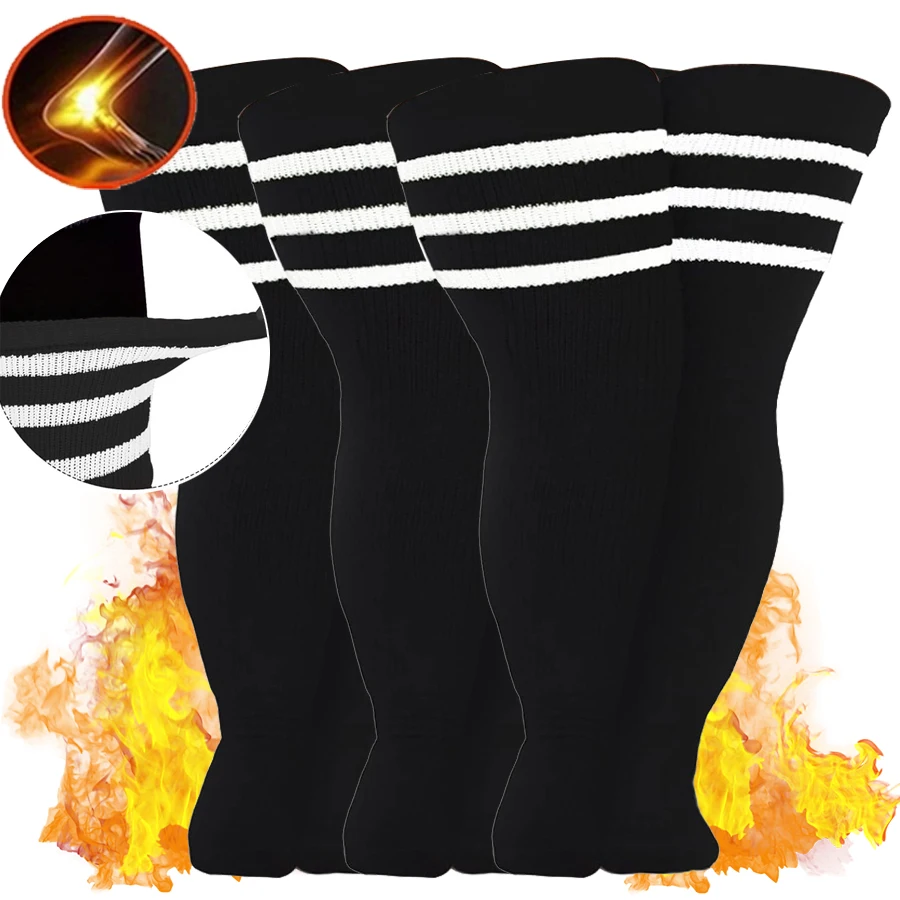 

Plus Size Womens Thigh High Socks for Thick Thighs- Extra Long Striped Thick Over The Knee Socks- Leg Warmer Boot Socks