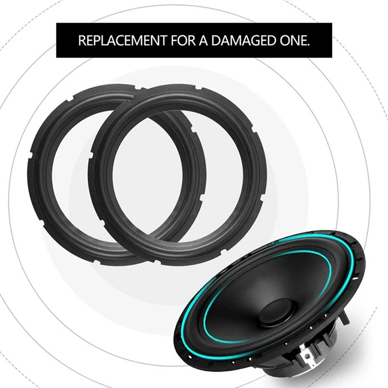 2Pc 10Inch Perforated Rubber Speaker Foam Edge Subwoofer Surround Rings(Black) & 1X Mobile Phone Screen Magnifier