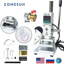 ZONESUN ZS-90 Heißer Stanzen Presse Maschine Manuelle Bronzing Embosser Für PVC Karte Leder Papier Holz presse trainer Branding Eisen